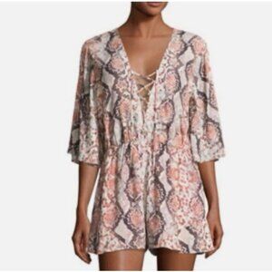 Lovers + Friends Epiphany Shorts Romper Snake Print Flowy Lace Up Size Small